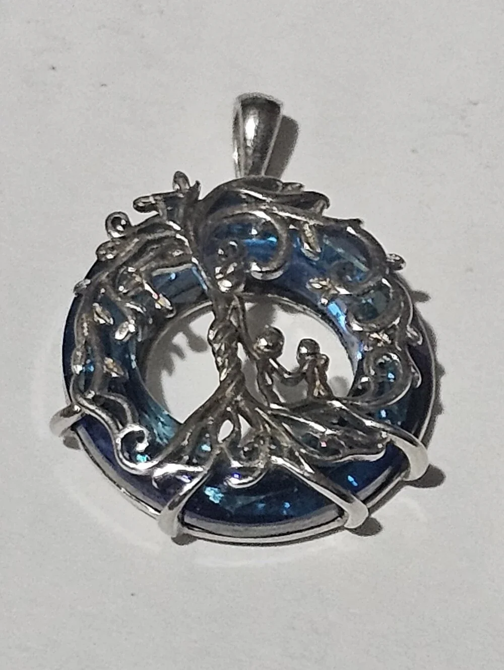 Blue Tree of Life Pendant Necklace - Sterling Silver